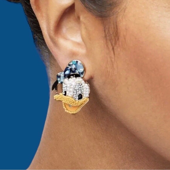 NWT DISNEY X BAUBLEBAR DONALD DUCK & GOOFY CRYSTAL ENAMEL STUD EARRINGS - Picture 2 of 10